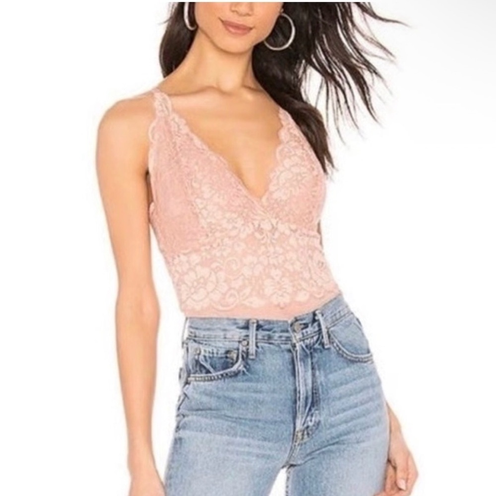 We Are Har Smarty Pants Lace Bodysuit Copper Rose Size XS